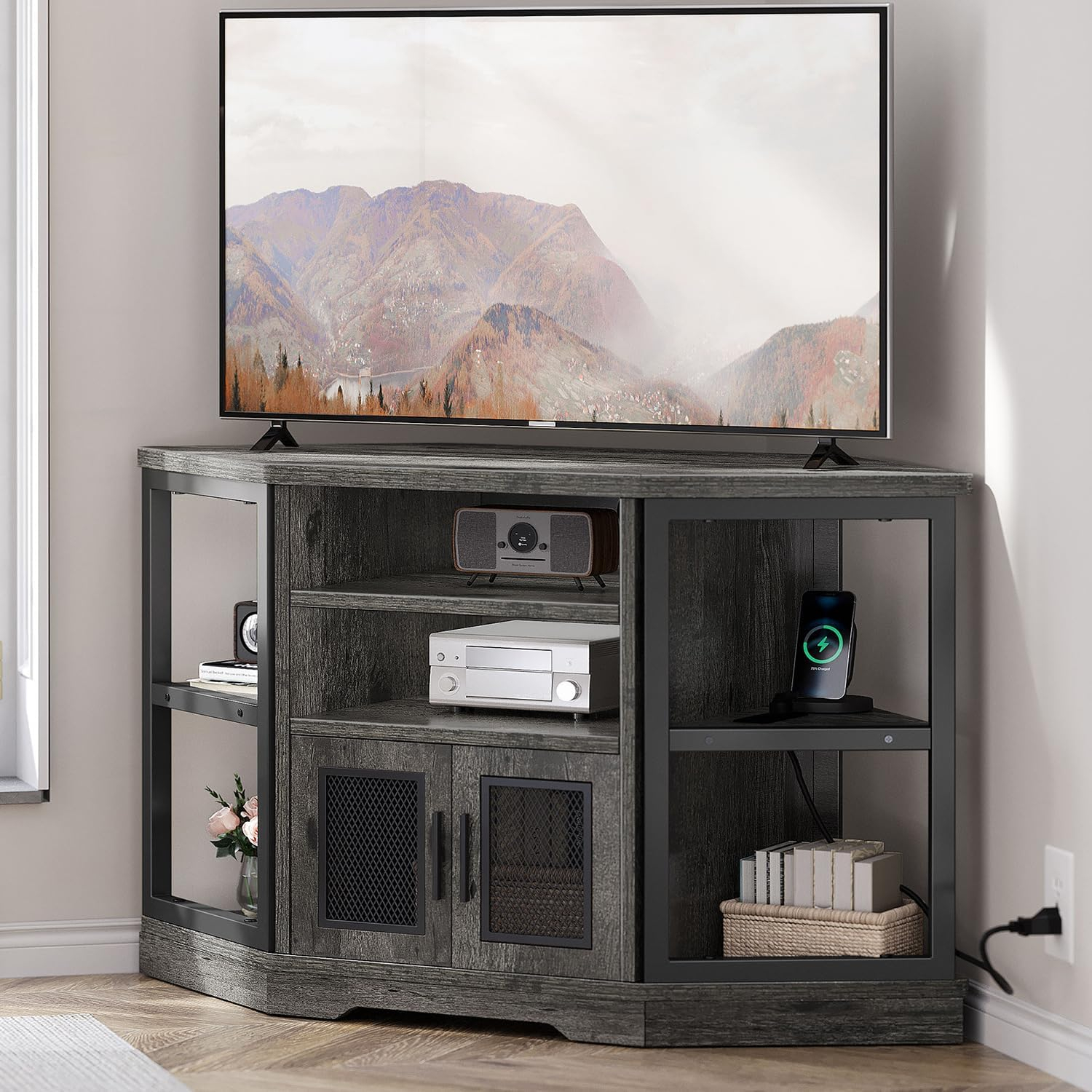 Amazon.com: Yitahome Corner Tv Stand For Tvs Up To 55 Inch With Power ... with 41 In. Wide Corner Tv Console (Dark Oak)