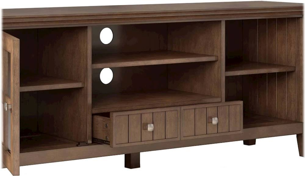 Best Buy: Simpli Home Acadian Solid Wood 60 Inch Wide Transitional Tv ... regarding Acadian Solid Wood 60" Tv Media Stand, Rustic Natural Aged Brown