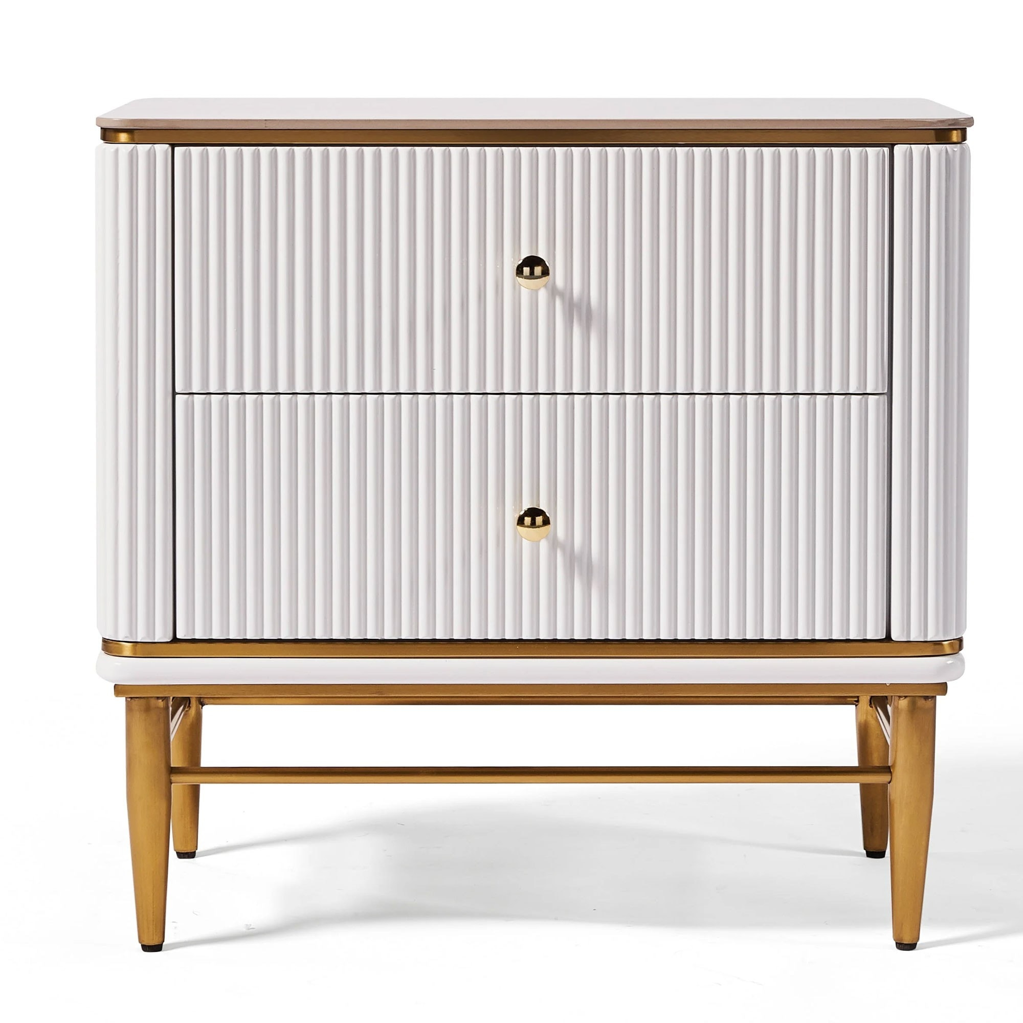 Edena Retro Ribbed White &Amp; Gold Dresser Unit | Ribbed White &Amp; Gold ... intended for