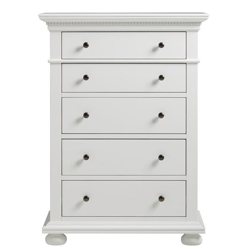 Five Drawer Wood Tall Bedroom Chest In White - U099H130 inside A Timeless Classic The Enduring Appeal of White Wood Chests with Five Drawers