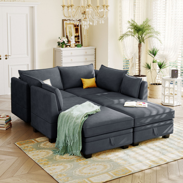 Gewnee Modern Large U-Shape Modular Sectional Sofa - Transitional ... in