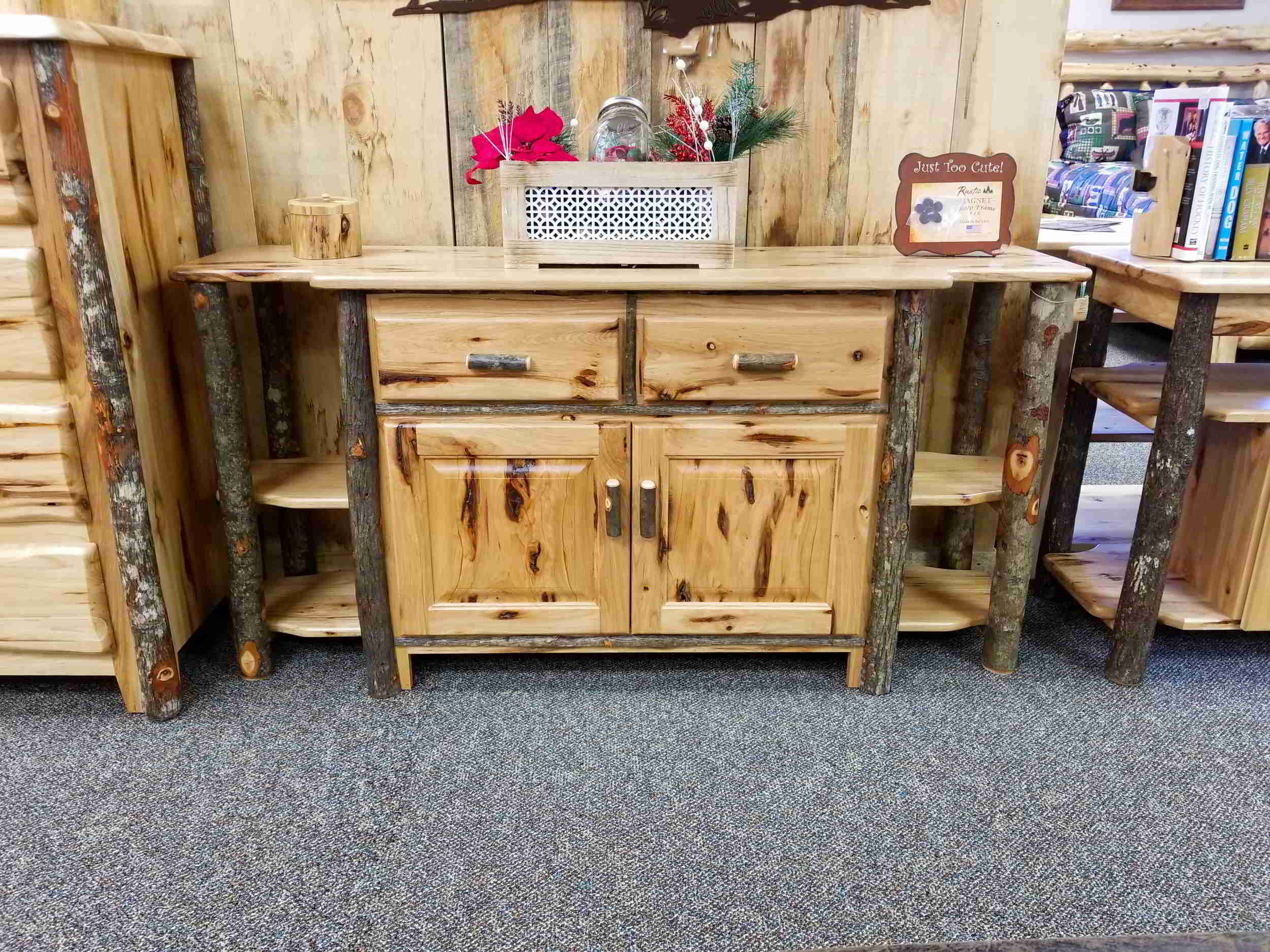 Hickory 60" Tv Stand With Doors And Drawers — Ez Mountain Rustic Furniture intended for