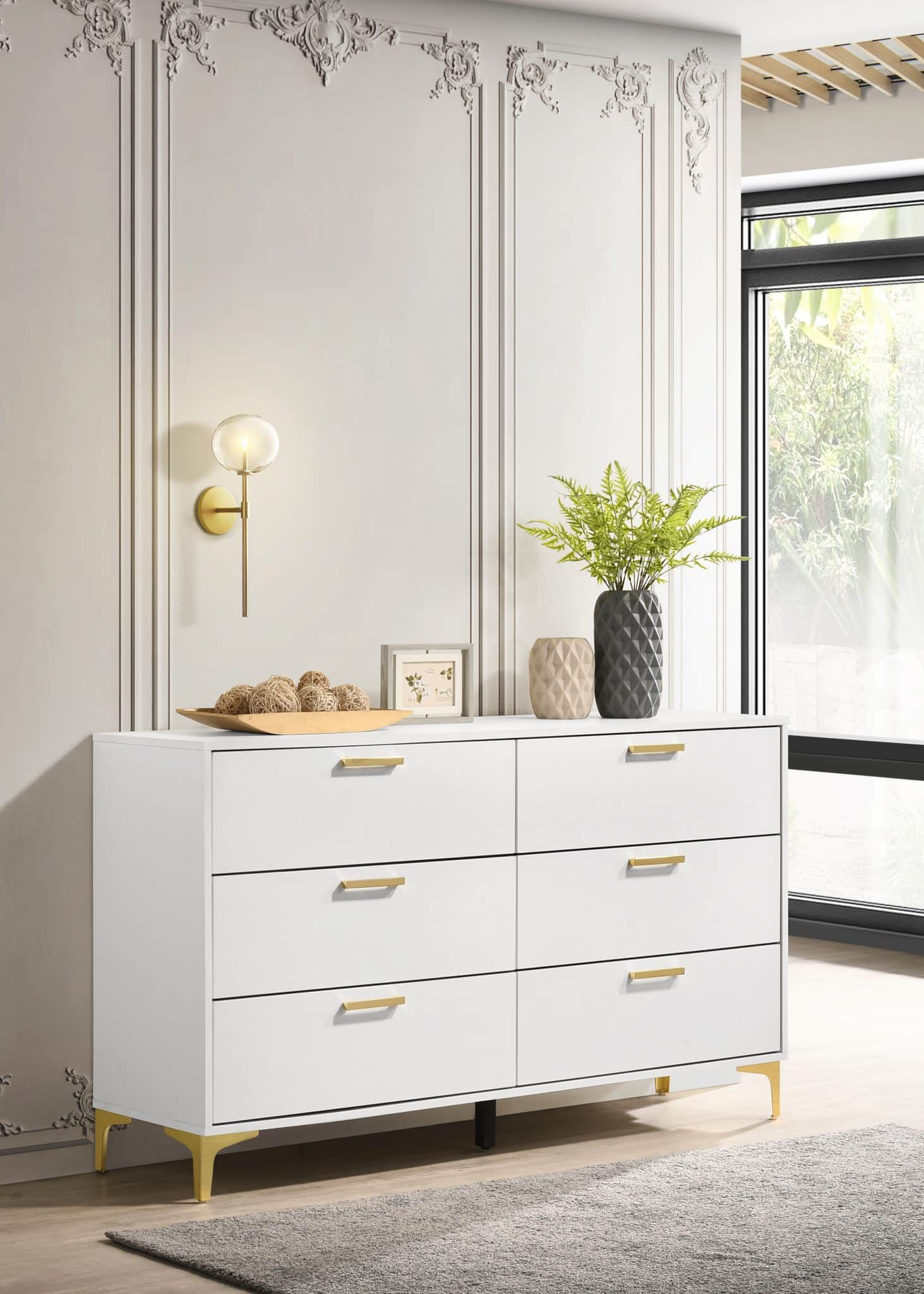 Kendall White &Amp; Gold Dresser - Kfrooms intended for