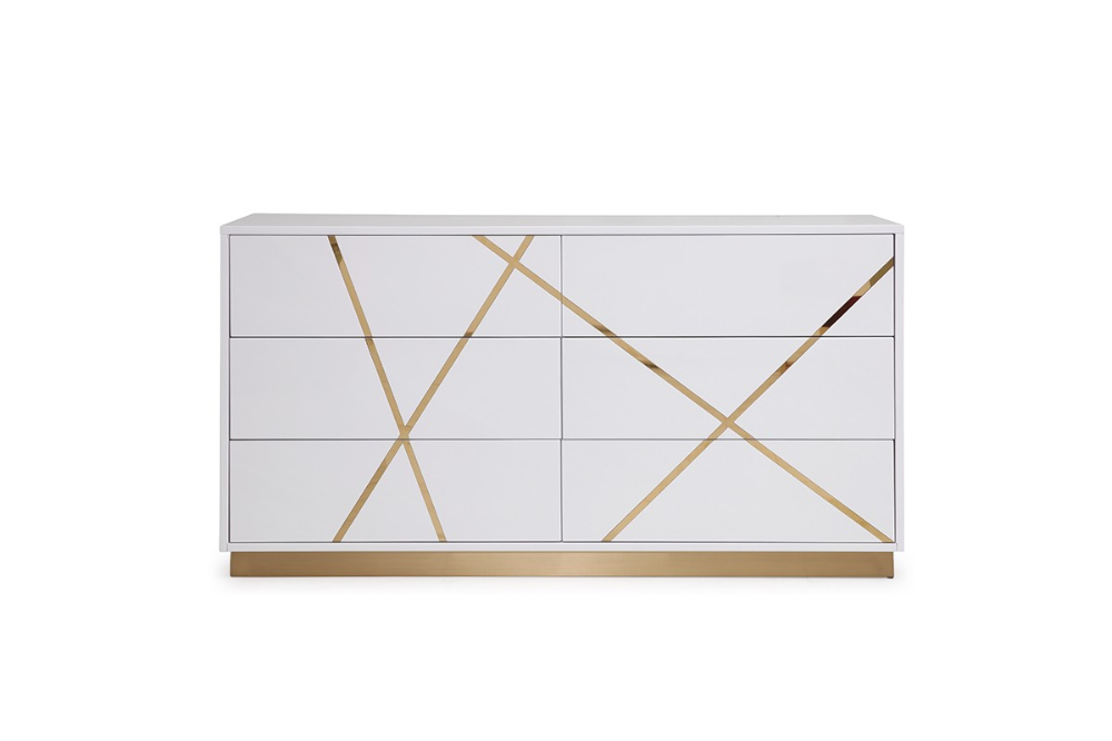 Modrest Nixa Modern White &Amp; Gold Dresser - Dressers - Bedroom | White ... in A Deep Dive into the Craftsmanship Behind the Emma White and Gold Dresser
