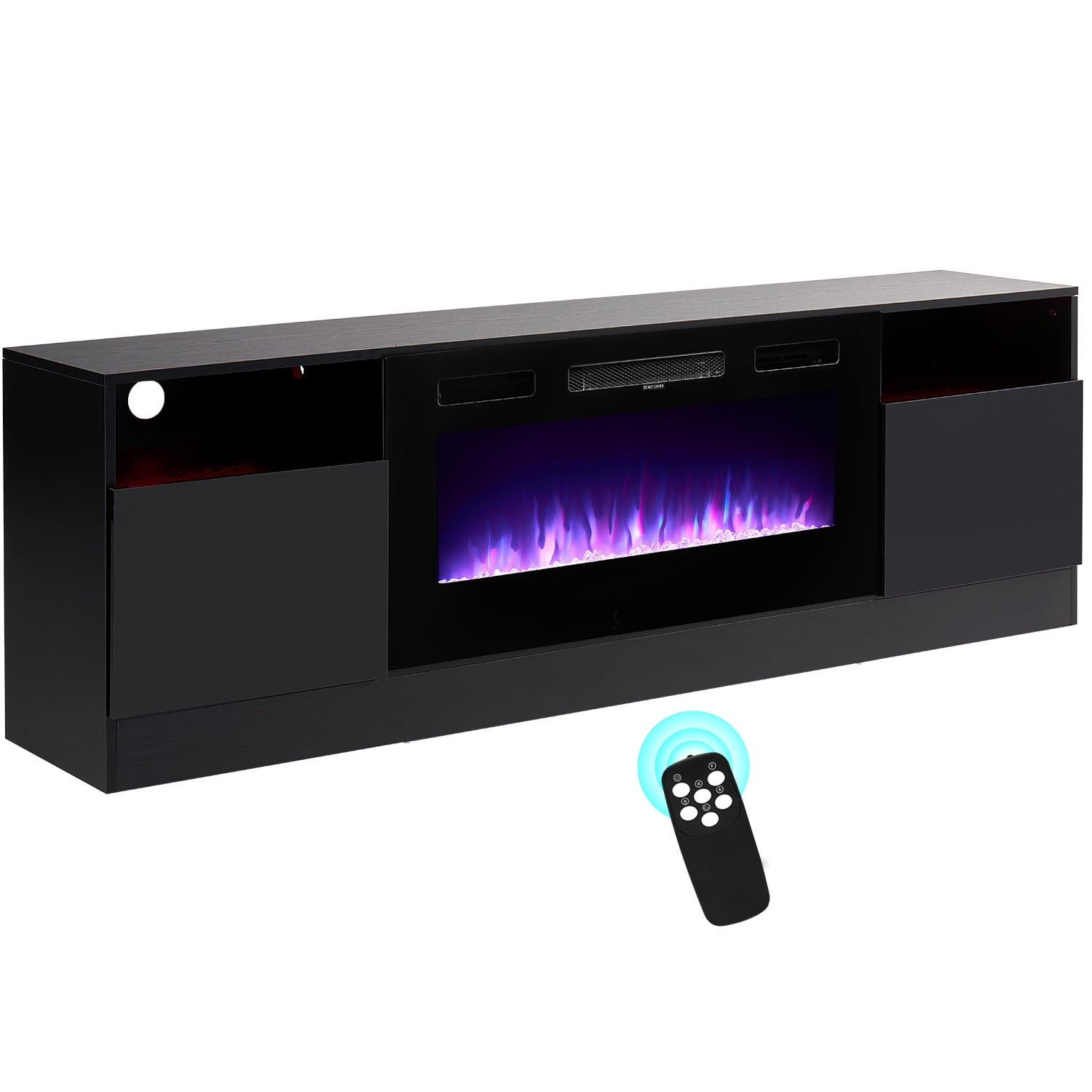 Sunmthink 70&Quot; Fireplace Tv Stand With Led Display, Entertainment Center, For Tvs Up To 80 ... in 70" Fireplace Tv Stand With Led Display, Entertainment Center For Tvs Up To 80", White