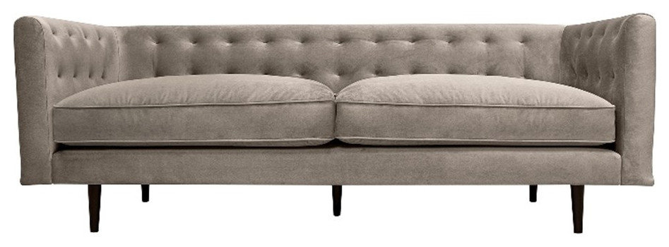 Armen Living Annabelle 80" Velvet &Amp; Wood Sofa In Fossil Gray And Black ... inside Understanding the Craftsmanship of the Annabelle 80 Fossil Gray Velvet Sofa