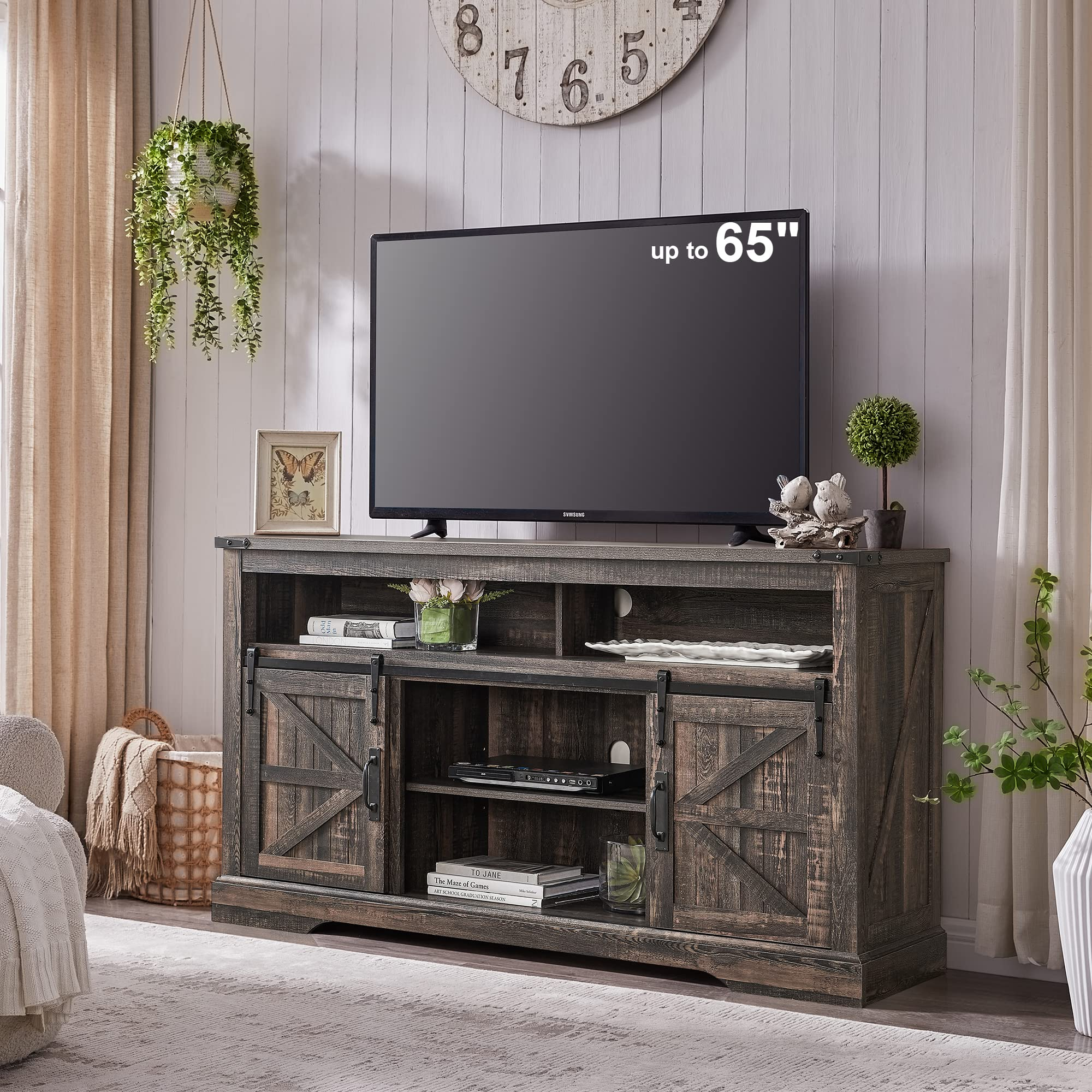 Buy Okd Farmhouse Tv Stand For 65+ Inch Tv, 33" Tall Highboy ... within From Forest to Family Room The Journey of a Light Oak Native TV Stand