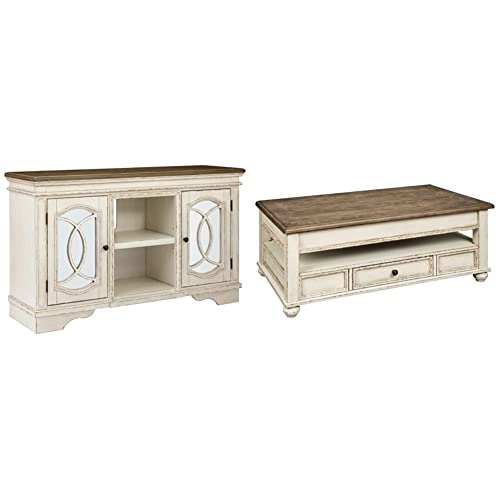Signature Design By Ashley Realyn French Country Two-Tone Tv Stand ... throughout A Closer Look at the Ashley Realyn Chest's Rustic Appeal and Practicality