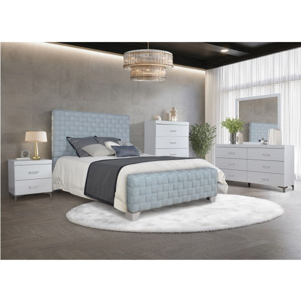 Teal Chenille &Amp; Gray Finish Saree Bed | Mobilia Cleopatra in Acme Saree Sofa, Light Teal Chenille & White Finish
