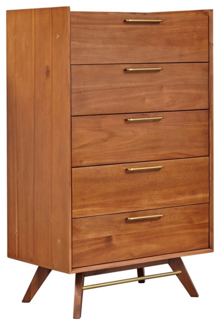 32" Acacia Wood High Chest In Walnut - Midcentury - Dressers - By ... inside
