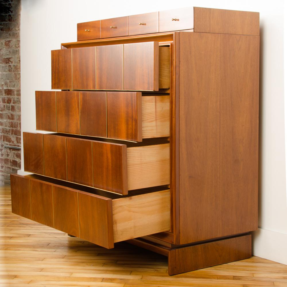 American Of Martinsville Mid-Century High Chest With Bras Inlay, Circa ... throughout