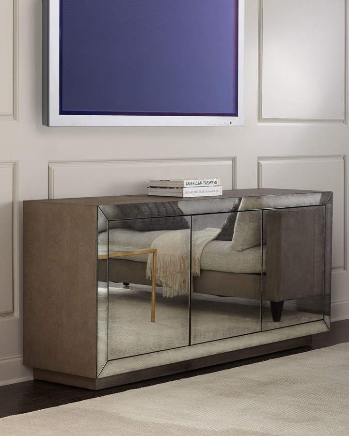 Bernhardt Toledo Mirrored Entertainment Console | Entertainment Console ... throughout Inside the Design Process of the Bernhardt Helios Entertainment Console