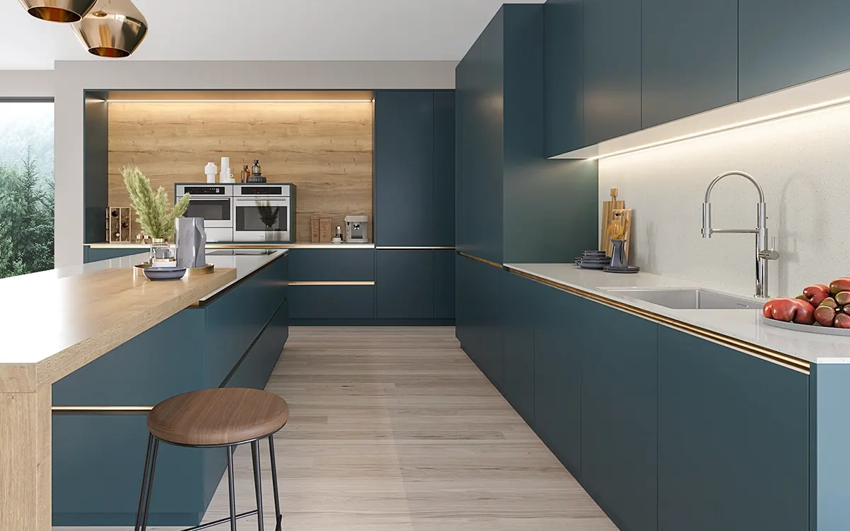 Blue Green Kitchen Cabinets Modern Style Obk23-L10 | Oppolia with regard to A Deep Dive Into the Aesthetic Appeal of Blue Green and Gray Cabinets in Modern Homes