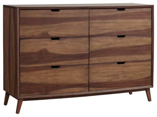 Bungalow Double Drawer Dresser, Caramel Brown - Midcentury - Dressers ... in