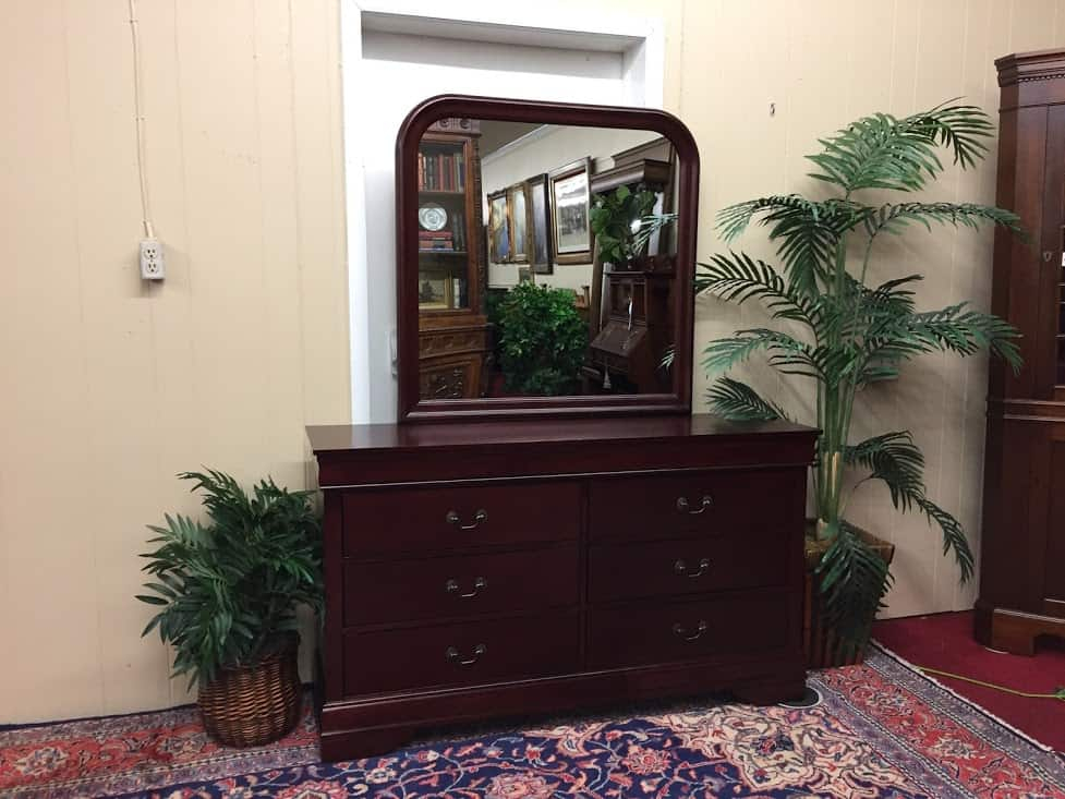 Cherry Finish Dresser With Mirror within A Closer Look at the Brown Cherry Finish on the Cheston Dresser