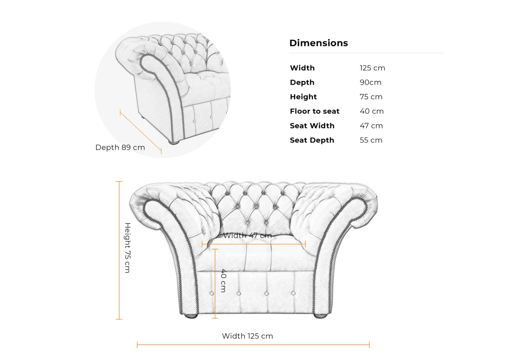 Chesterfield Balmoral Buttoned Seat Old English Saddle Leather Armchair for