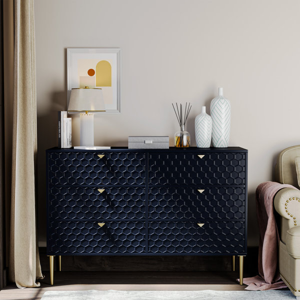Everly Quinn Lucresia High Gloss 6-Drawer 47.8" W Dresser &Amp; Chest ... with Mastering Modern Design The France High Gloss 6-Drawer Experience