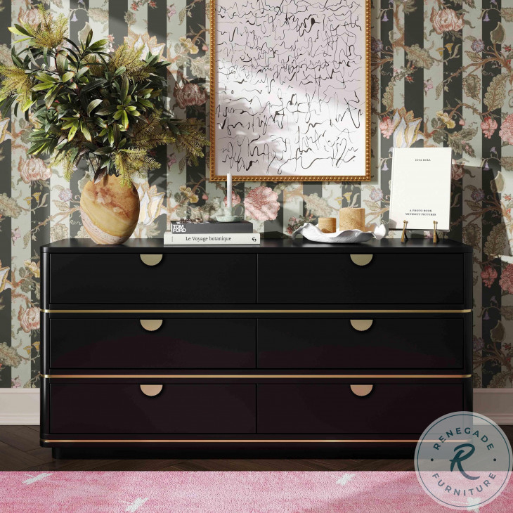 Julieta Black 6 Drawer Dresser From Tov | Coleman Furniture in
