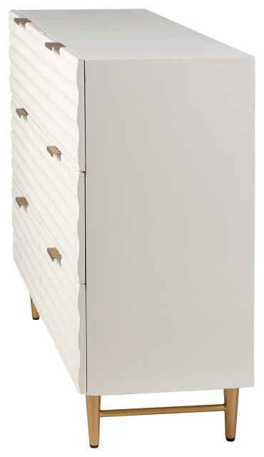 Lexi Six Drawer Accent Dresser With Gold Handles Cream And Gold Finish ... for