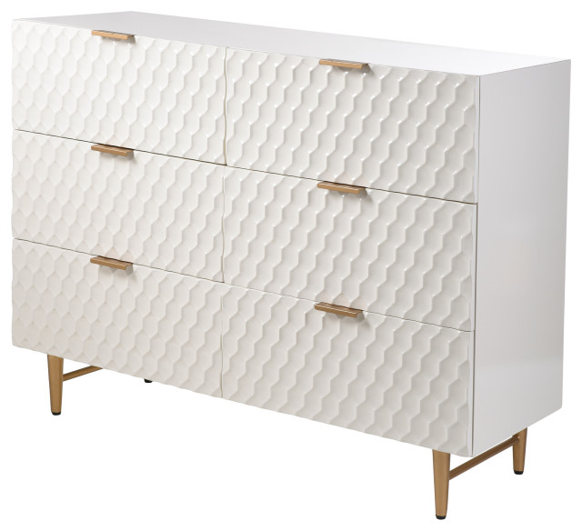 Lexi Six Drawer Accent Dresser With Gold Handles Cream And Gold Finish ... throughout