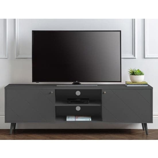 Madra Wooden Tv Stand In Grey With 2 Doors | Furniture In Fashion regarding