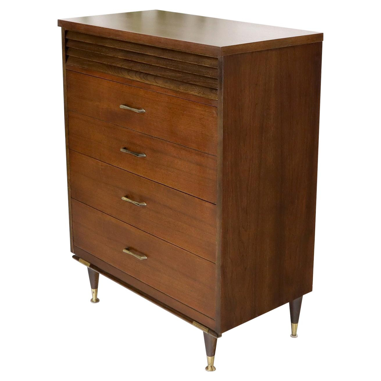 Mid-Century Danish Modern Walnut High Chest Of Drawers Or Dresser At ... in Mastering the Walnut Stain in Mid-Century High Chest Design