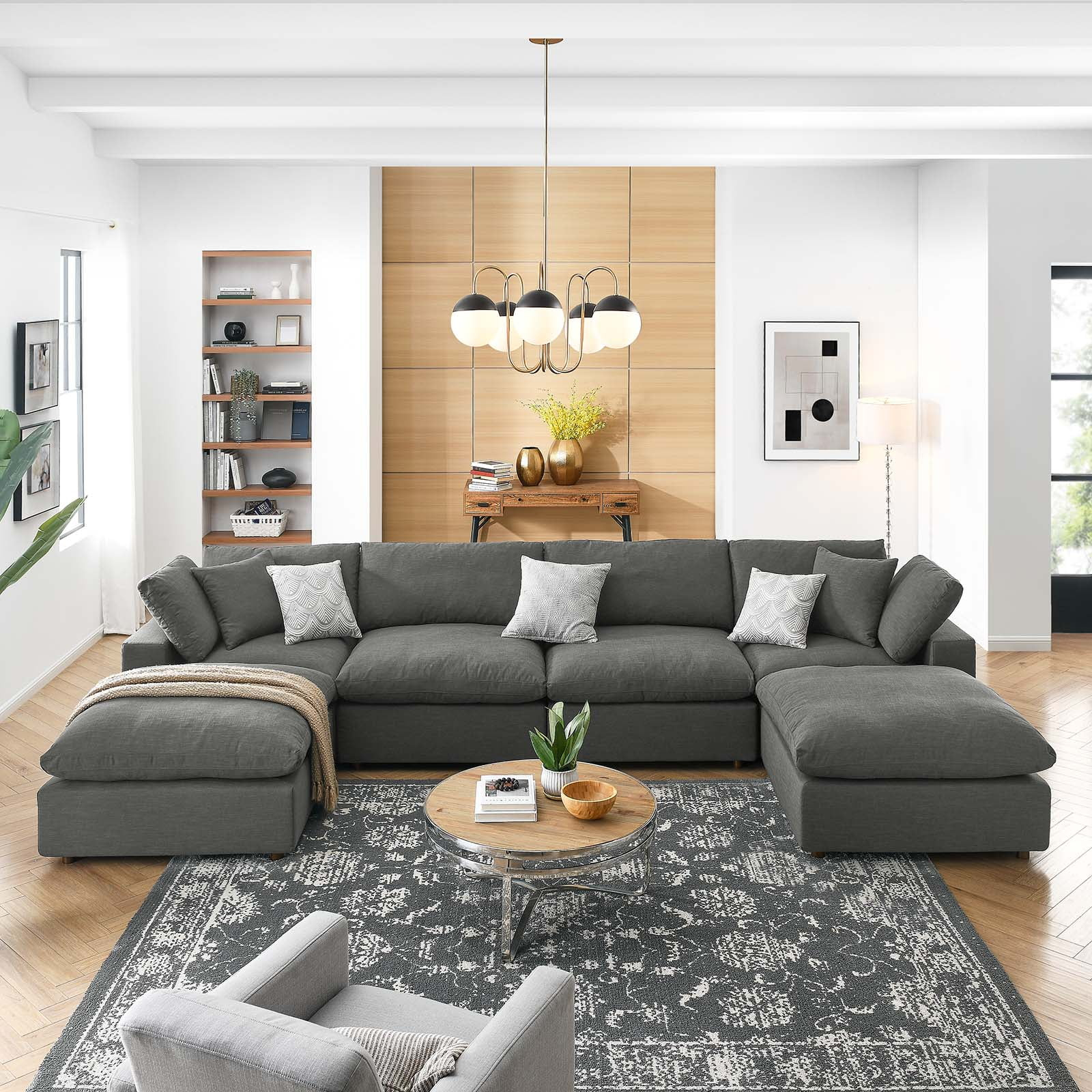 Modway Commix Down Filled Overstuffed 6-Piece Sectional Sofa In Gray ... throughout The Modway Commix Sectional in Gray A Comprehensive Guide to its Features