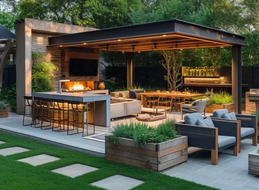 Outdoor Entertainment Spaces: Bringing Fun To Your Backyard with regard to How Black Marble Media Consoles Like Giovani Can Transform Your Entertainment Area