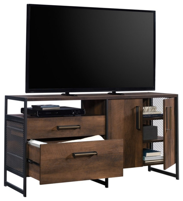 Pemberly Row Modern Engineered Wood / Metal Credenza In Barrel Oak ... inside