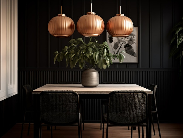 Premium Ai Image | Sleek Furniture Enhances The Appeal Of The Black ... within Discover the Glow How Dark Furniture Enhances Room Brightness