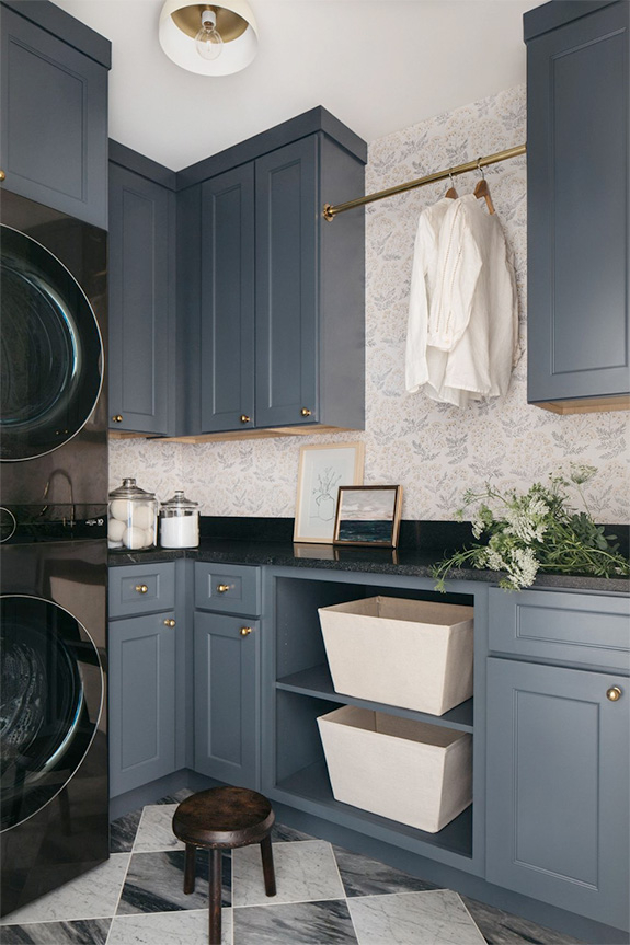 18 Beautiful Dark &Amp; Moody Laundry Rooms • White Oak &Amp; Linen Design Co ... within See How Moody Blue Gave Our Laundry Room a Dramatic New Life