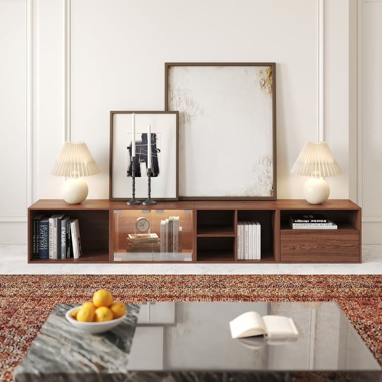2400Mm Wooden Modular Tv Stand Mid Century Modern Floor Media Console ... with