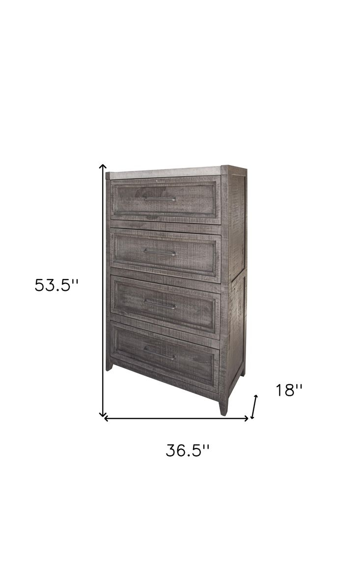 37" Gray Solid Wood Four Drawer Chest | Solid Wood, Vinyl Laminate ... with regard to