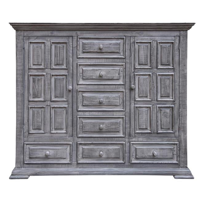 64 In. Gray Solid Wood Seven Drawer Gentlemans Chest - Walmart.com intended for