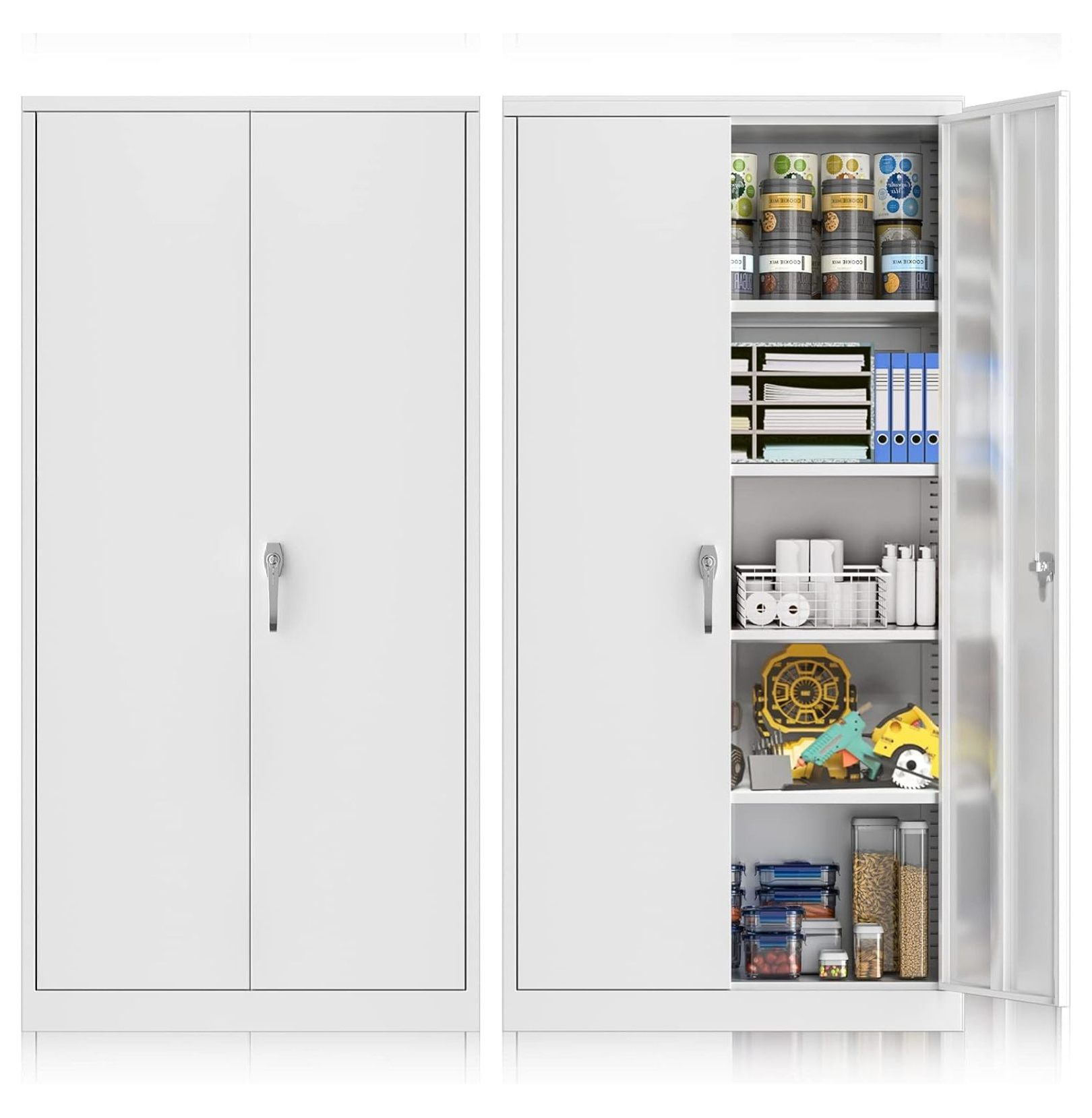 71" Lockable Steel Storage Cabinet, Locking Metal Storage Cabinets ... intended for Unlocking the Potential of Your Karima White Storage Cabinet