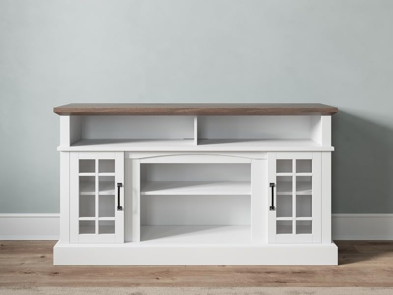 Amazon.com: Belleze Traditional 58 Inch Rustic Wood Tv Stand & Media ... in Transform Your Living Room with the Astorga TV Stand in Ashland Pine