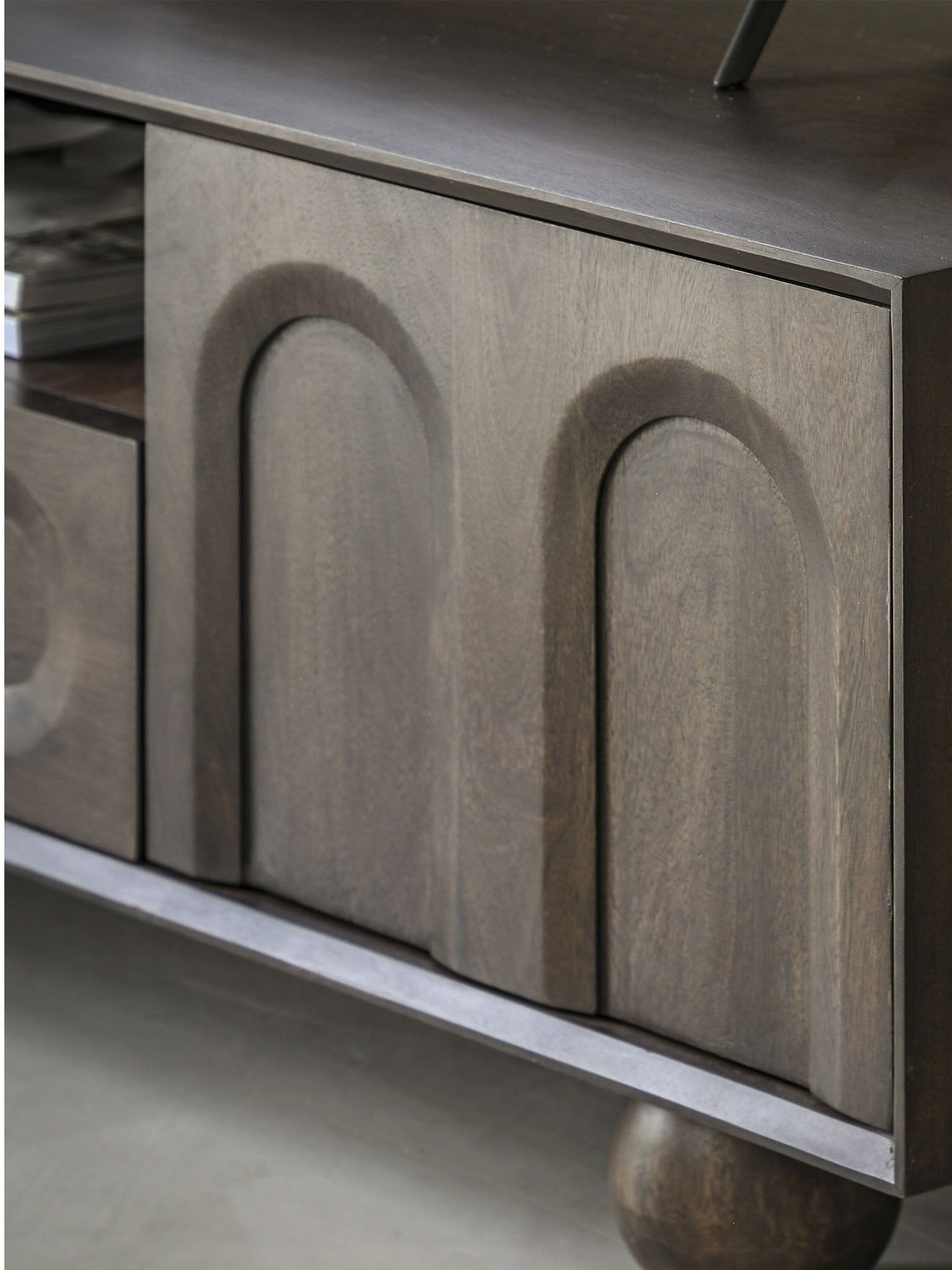 Curves Mango Wood Media Unit | Hudson Home | Wood Media Unit, Mango ... regarding How the Lowry Mango Wood Media Stand Elevates Your Entertainment Space