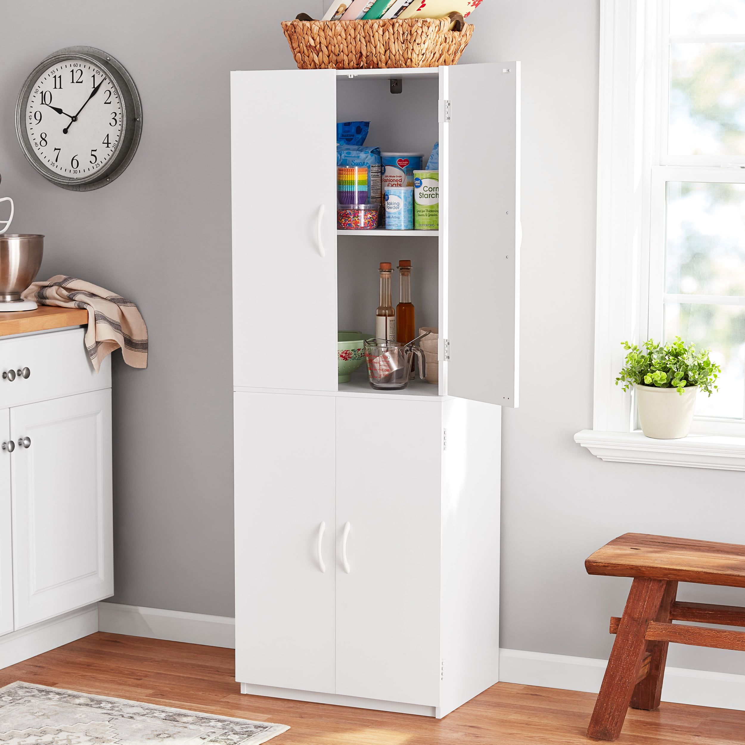 Mainstays 60" 2 Door Storage Cabinet, White - Walmart.com | Adjustable ... with