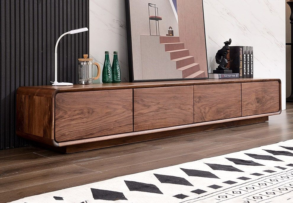 Media Console Solid Black Walnut Console Tv Stand Tv Console Media ... pertaining to