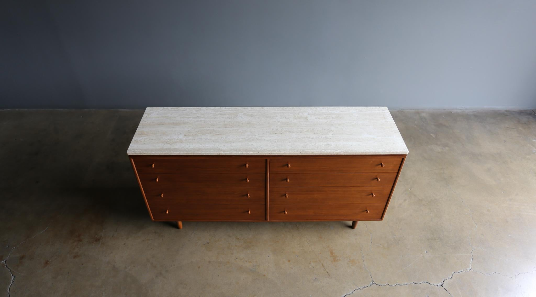 Milo Baughman Walnut And Travertine Dresser For Glenn Of California ... with The Art of Incorporating Modern Travertine and Gold Dressers into Your Decor