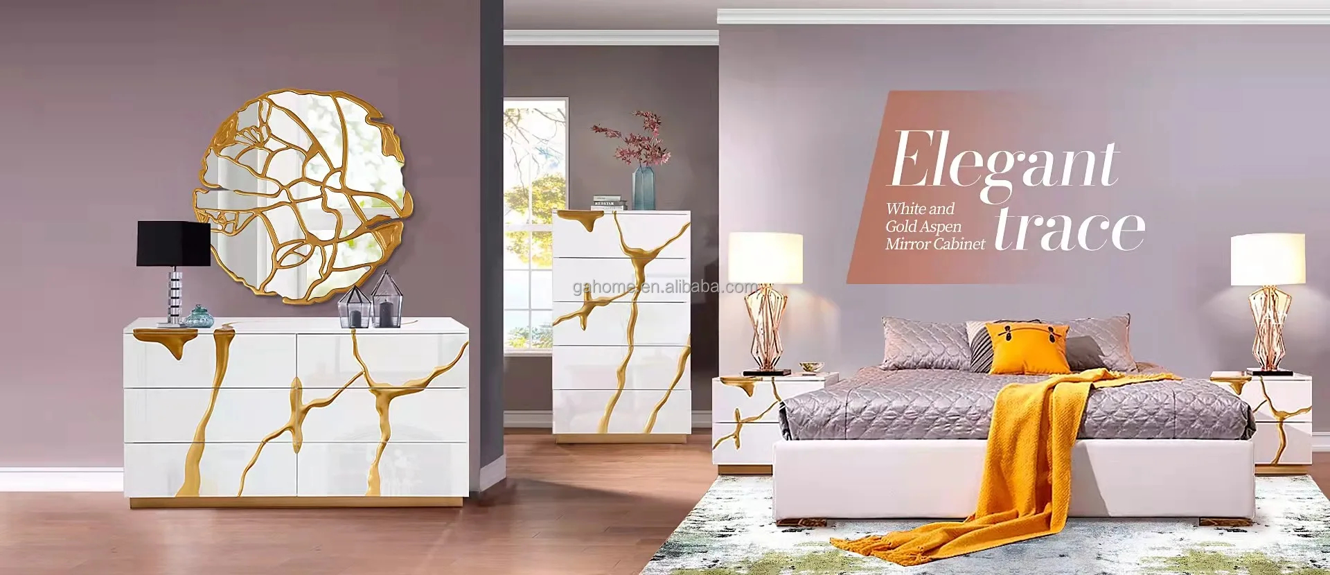 Modrest Aspen Glam White Black & Gold Dresser W/ 6 Drawers And Chest W ... with regard to Discovering the Craftsmanship Behind the Modrest Aspen Chest