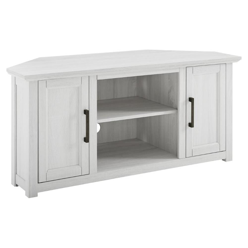 Pemberly Row Modern 48"Rustic Wood Corner Tv Stand In Whitewash ... regarding