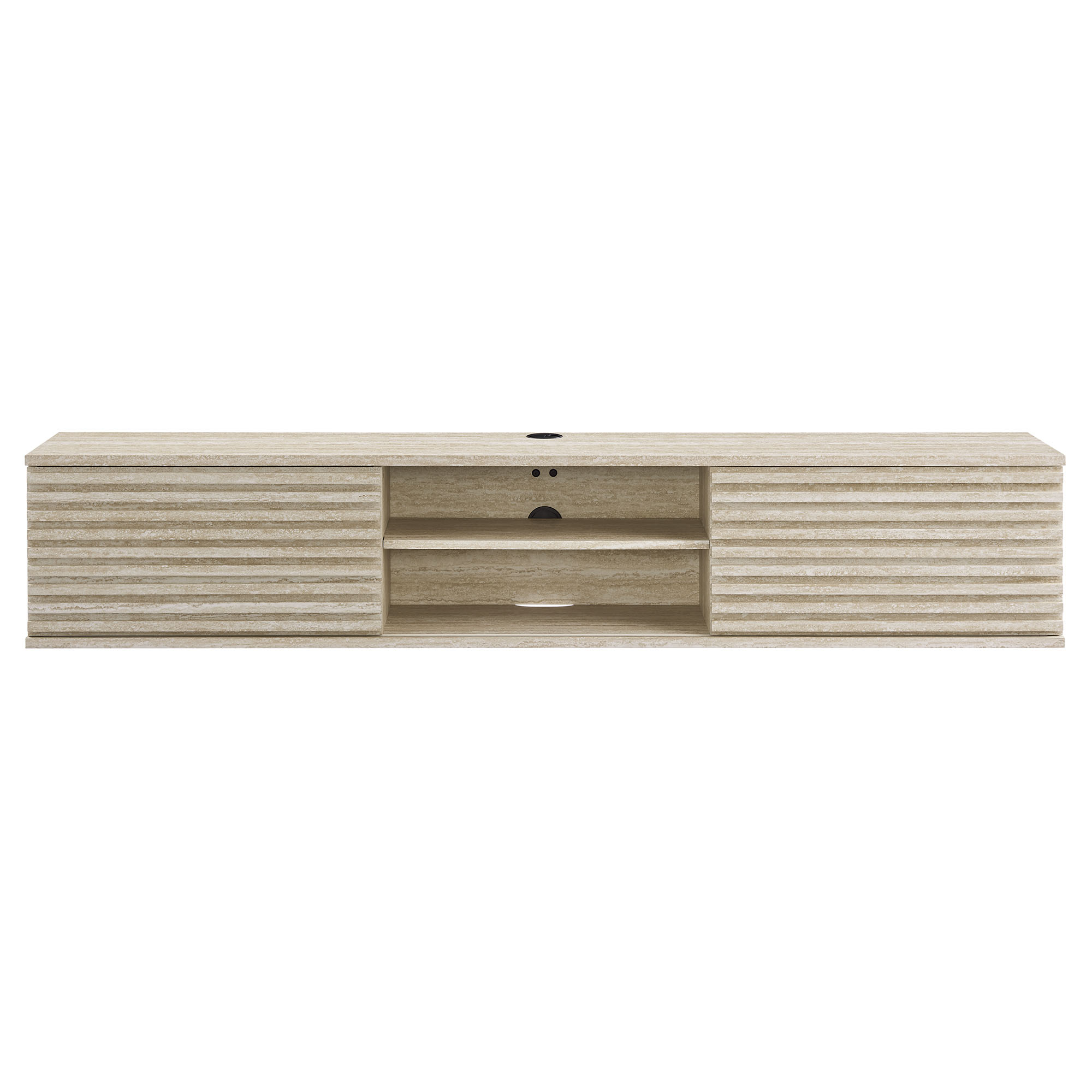 Render 70 Inch Faux Travertine Wall-Mount Media Console Tv Stand In ... with Transform Your Living Room The Overture 63" Faux Travertine TV Stand