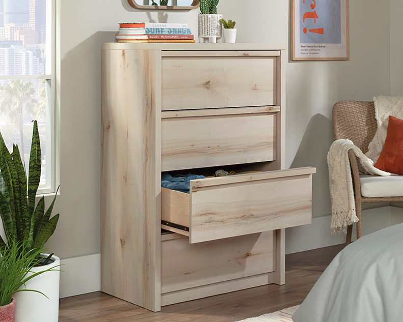 Sauder Harvey Park® 4-Drawer Chest In Pacific Maple 433256 pertaining to Unpacking the Sauder Harvey Park Chest Your Style Guide