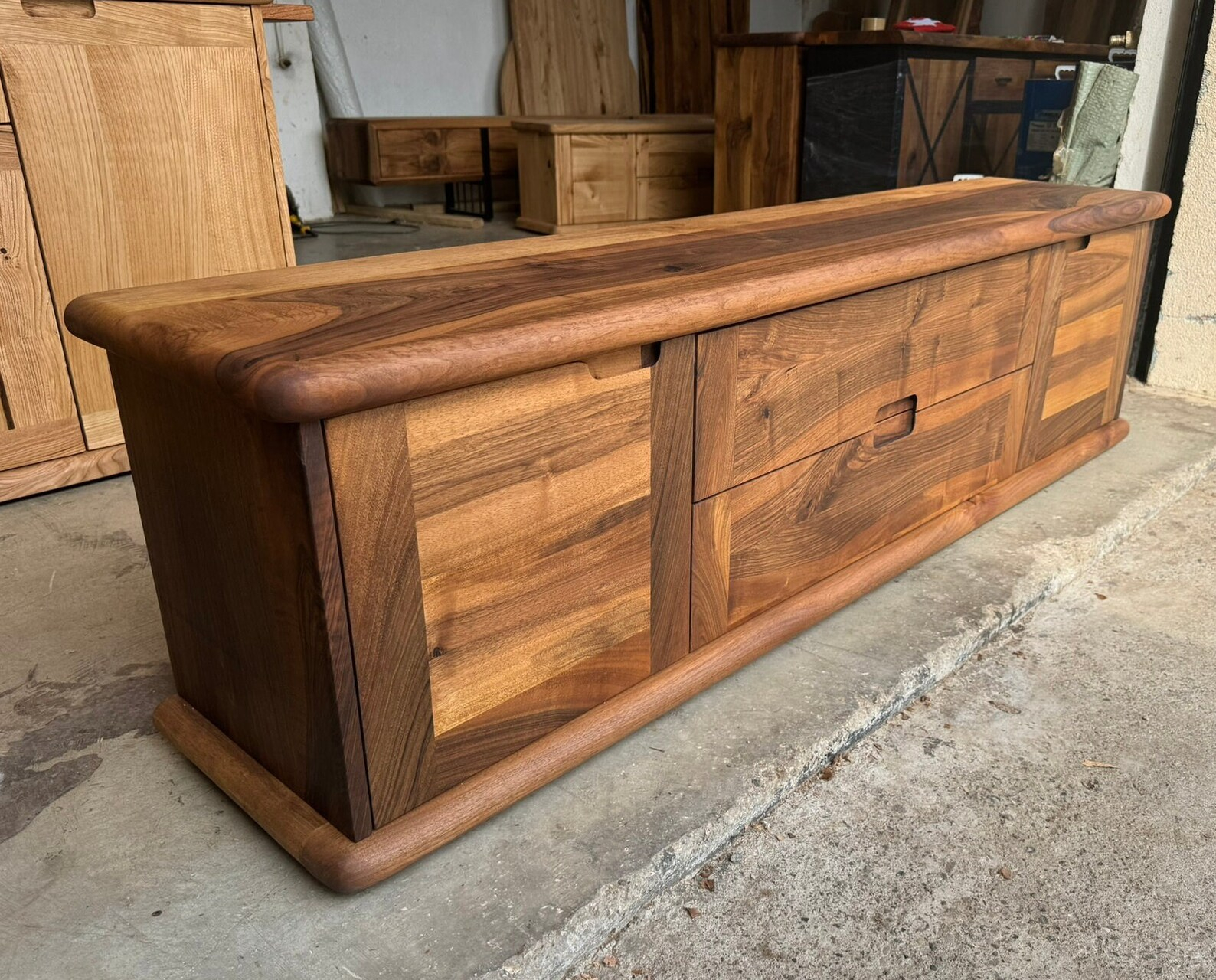 Walnut Industrial Tv Stand / Handmade Black Walnut Tv Console With ... in