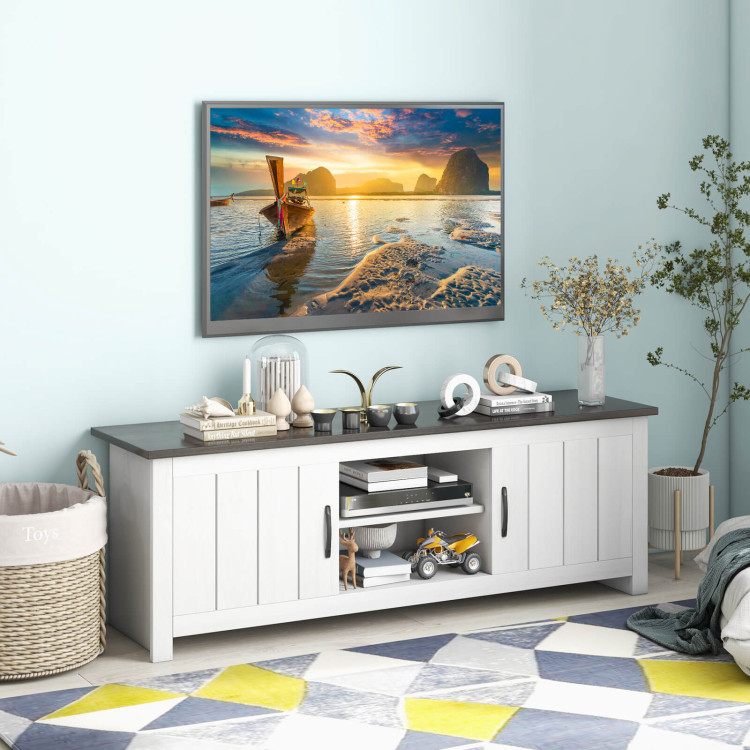 2 Doors Tv Stand With 2 Cabinets And Open Shelves For Tvs Up To 65 Inch ... with Redding Tv Stand For Tvs Up To 65" With 2 Cabinets And 3 Shelves, Black