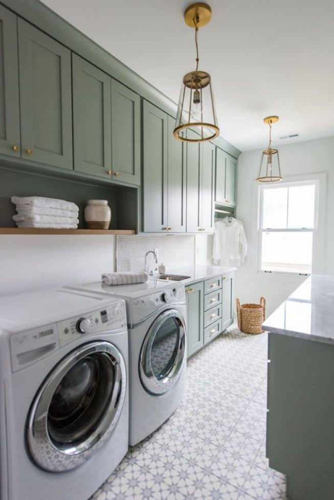 2018 Trend: Sage Green Cabinetry | Laundry Room Design, Green Laundry ... intended for Trending: Top 10 Popular Laundry Room Photos In Summer 2018