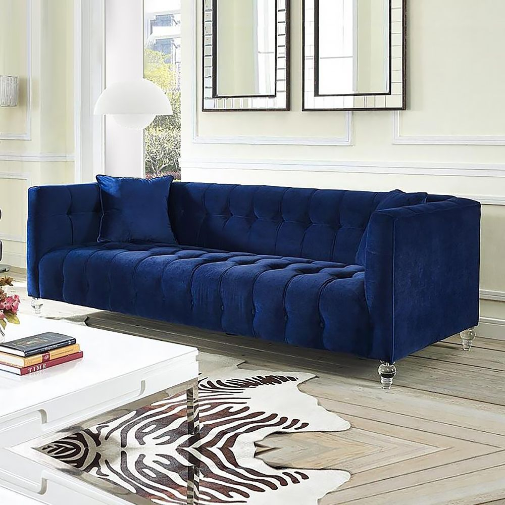 2180Mm Modern Blue Velvet Upholstered Sofa 3-Seater Tufted Sofa Luxury Sofa with Beyond Aesthetics Understanding the Craftsmanship of Elegant Blue Velvet Sofas