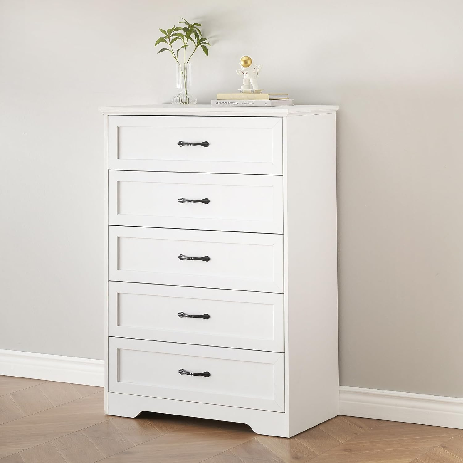 5 Drawers Dresser,Chest Of Drawer With Metal Australia | Ubuy for Washington 5 Drawer Dresser With Metal Handles, White/ Light Oak