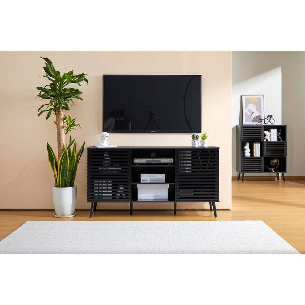 55" Tv Stand For Tvs Up To 60 Inch, Mid-Century Modern Tv Cabinet ... with regard to Exploring the Benefits of Black TV Stands for Contemporary Homes